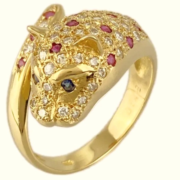 GemsGoldandPearl Jewelry - 18K Ruby and Natural Diamond Serpenti Ring Authenticity Guaranteed